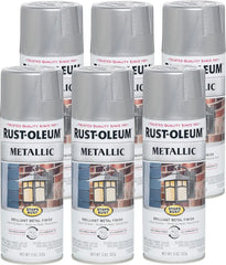 Rust-Oleum 7271830-6PK Stops Rust Metallic Spray Paint, 11 oz, Silver, 6 Pack