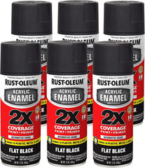 Rust-Oleum 271918-6PK Acrylic Enamel 2X Spray Paint, 12 oz, Flat Black, (Pack of 6)