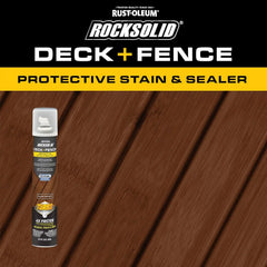 RockSolid Deck+Fence Protective Stain & Sealer with Turbo Spray System | Oil‑Base One‑Coat Protection | Superior Moisture Resistance | UV Resistant | Black Walnut | 23 oz Aerosol