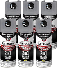 Rust-Oleum Automotive 2-in-1 Filler & Sandable Primer Custom Spray 5-in-1, 12 oz, Gray, 6 Pack