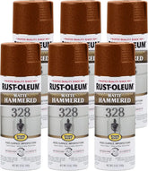 Rust-Oleum 345377-6PK Stops Rust Hammered Spray Paint, 12 oz, Matte Copper, 6 Pack