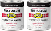 Rust-Oleum 7798502-2PK Stops Rust Brush Paint, Quart, Semi-Gloss Black