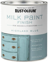 Rust-Oleum Highland Blue Milk Paint Finish | Decor and Furniture Applications | Matte Finish Brushed Effect | Minimal Prep Needed | No Primers Required | Easy Clean Up | Quart