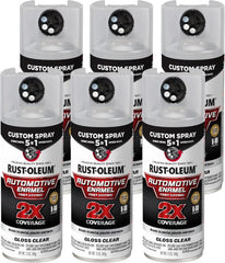 Rust-Oleum 2X Automotive Enamel Custom Spray 5-in-1 Spray Paint, 12 oz, Gloss Clear, 6 Pack