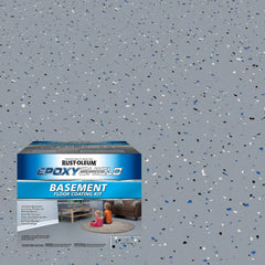 Rust-Oleum 391282 EpoxyShield Basement Floor Coating Kit, Gallon, Gray Satin