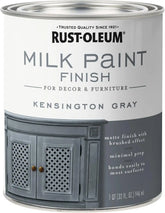 Rust-Oleum Kensington Gray Milk Paint Finish | Decor and Furniture Applications | Matte Finish Brushed Effect | Minimal Prep Needed | No Primers Required | Easy Clean Up | Quart