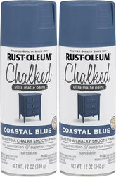 Rust-Oleum 302598 Series Chalked Ultra Matte Spray Paint, 12 Ounce (Pack of 2), Coastal Blue