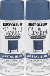 Rust-Oleum 302598 Series Chalked Ultra Matte Spray Paint, 12 Ounce (Pack of 2), Coastal Blue