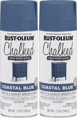 Rust-Oleum 302598 Series Chalked Ultra Matte Spray Paint, 12 Ounce (Pack of 2), Coastal Blue