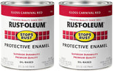Rust-Oleum 7763502-2PK Stops Rust Brush On Paint, Quart, Gloss Carnival Red, (Pack of 2)