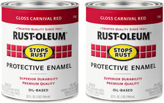 Rust-Oleum 7763502-2PK Stops Rust Brush On Paint, Quart, Gloss Carnival Red, (Pack of 2)