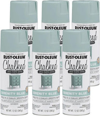 Rust-Oleum Serenity Blue Chalked All-in-One Ultra Matte Spray Paint | One Coat Coverage | No Primer, Sanding, Or Topcoat Needed | Easy Spray Application | Made in USA | 12 OZ | 6 Pack