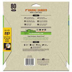 Gator 6420GA Hook and Loop Drywall Sanding Discs Medium 80-Grit Radial Sander, 9 Inch, 6 Discs
