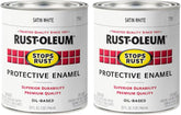 Rust-Oleum 7791502-2PK Stops Rust Brush On Paint, Quart, Satin White, (Pack of 2)