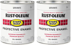 Rust-Oleum 7791502-2PK Stops Rust Brush On Paint, Quart, Satin White, (Pack of 2)