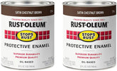 Rust-Oleum 7774502-2PK Stops Rust Brush On Paint, Quart, Satin Chestnut Brown, (Pack of 2)