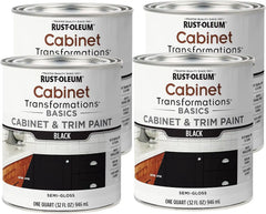 Rust-Oleum 372012-4PK Transformations Basics Cabinet & Trim Paint, Quart, Black, 4 Pack