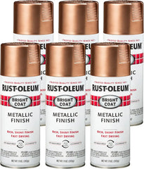 Rust-Oleum 344733-6PK Stops Rust Bright Coat Metallic Spray Paint, 11 Oz, Rose Gold, (Pack of 6)