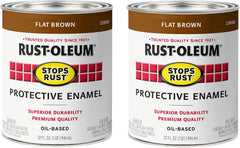 Rust-Oleum 239083-2PK Stops Rust Brush On Paint, Quart, Flat Brown, (Pack of 2)