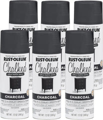 Rust-Oleum Charcoal Chalked All-in-One Ultra Matte Spray Paint | One Coat Coverage | No Primer, Sanding, Or Topcoat Needed | Easy Spray Application | Made in USA | 12 OZ | 6 Pack