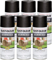 Rust-Oleum 7215830-6PK Stops Rust Hammered Spray Paint, 12 oz, Black, 6 Pack