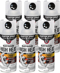 Rust-Oleum Automotive High Heat Spray Paint Custom Spray 5-in-1, 12 oz, Gloss Clear, 6 Pack