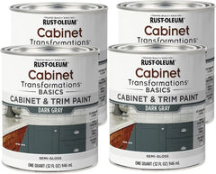 Rust-Oleum 372010-4PK Transformations Basics Cabinet & Trim Paint, Quart, Dark Gray, 32 Fl Oz (Pack of 4)
