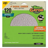 Gator 6422GA Hook and Loop Drywall Sanding Discs Fine 120-Grit Radial Sander, 9 Inch, 6 Discs