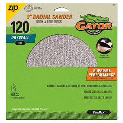 Gator 6422GA Hook and Loop Drywall Sanding Discs Fine 120-Grit Radial Sander, 9 Inch, 6 Discs