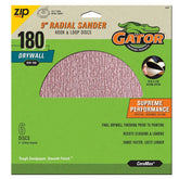 Gator 6424GA Hook and Loop Drywall Sanding Discs Very Fine 180-Grit Radial Sander, 9 Inch, 6 Discs