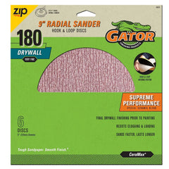 Gator 6424GA Hook and Loop Drywall Sanding Discs Very Fine 180-Grit Radial Sander, 9 Inch, 6 Discs