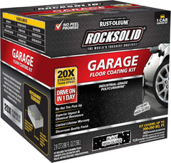 Rust-Oleum 318712 RockSolid Polycuramine Garage Floor Coating, 1 Car Kit, High Gloss Black