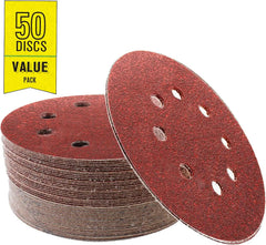 Gator 5" Random Orbit Hook & Loop Red Resin Aluminum Oxide Sanding Discs, 8-Hole, 80 Grit, 50 Pack