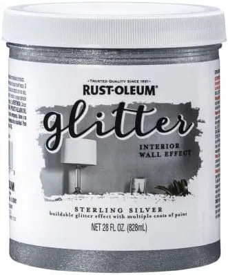 Rust-Oleum 360219 Glitter Interior Wall Paint, 28 Fl Oz (Pack of 1), Sterling Silver