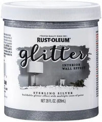Rust-Oleum 360219 Glitter Interior Wall Paint, 28 Fl Oz (Pack of 1), Sterling Silver