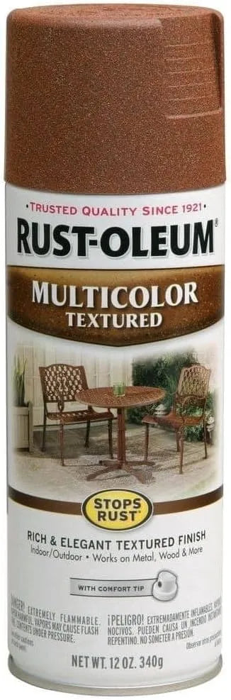 Rust-Oleum 239122 Stops Rust Multi-Color Textured Spray Paint, 12 oz, Rustic Umber
