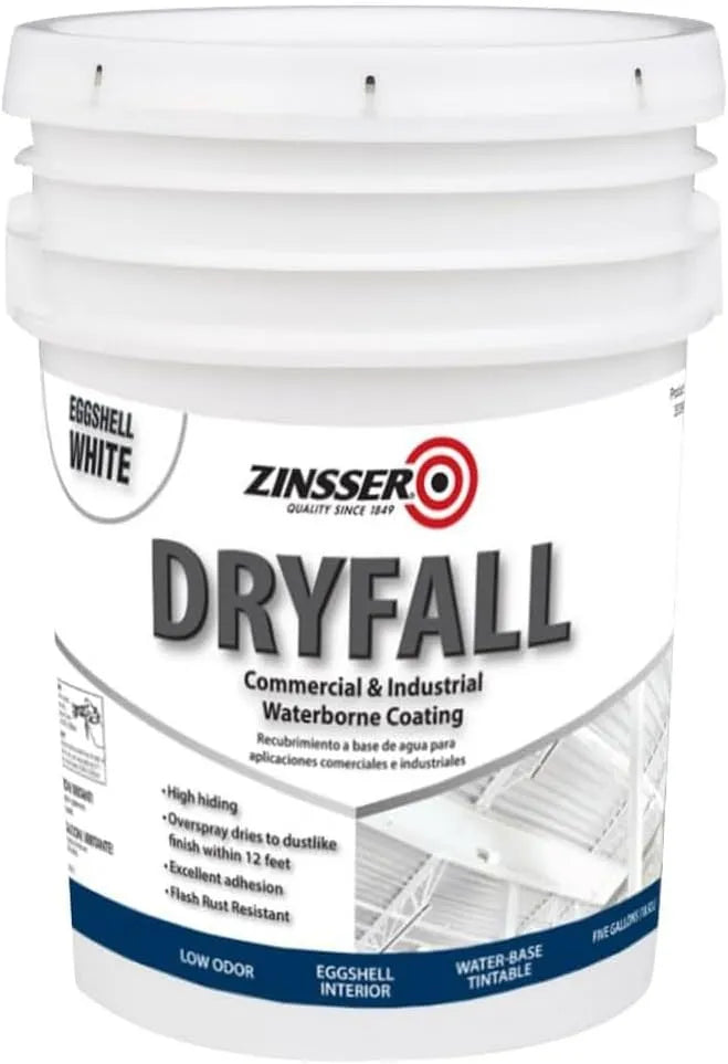 Zinsser 350999 Dryfall Commercial & Industrial Waterborne Coating, 5 Gallon, Eggshell White