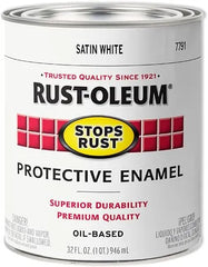 Rust-Oleum 7791502 Stops Rust Brush Paint, Quart, Satin White