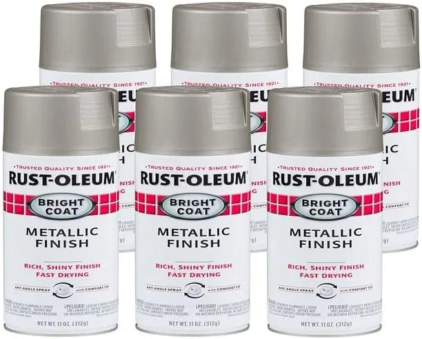 Rust-Oleum 7715830-6PK Stops Rust Bright Coat Metallic Spray Paint, 11 Oz, Aluminum, 6 Pack