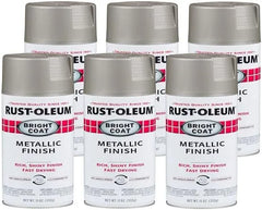 Rust-Oleum 7715830-6PK Stops Rust Bright Coat Metallic Spray Paint, 11 Oz, Aluminum, 6 Pack