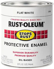 Rust-Oleum 7790502-2PK Stops Rust Brush On Paint, Quart, Flat White, (Pack of 2)