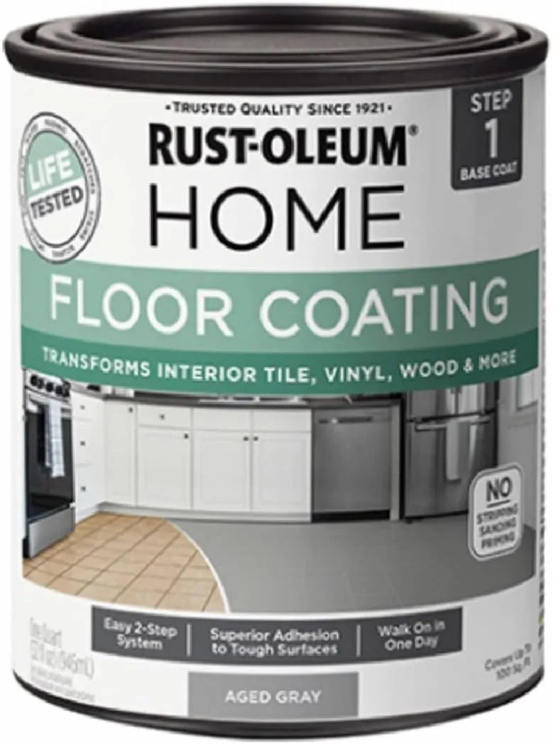 Rust-Oleum 365929 Aged Gray Home Home Floor Coating Premix Base Coat, 1 Qt