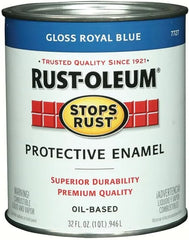 Rust-Oleum 7727502-2PK Stops Rust Brush On Paint, Quart, Gloss Royal Blue, (Pack of 2)