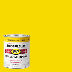 Rust-Oleum 7747502 Stops Rust Brush On Paint, Quart, Gloss Sunburst Yellow, (Pack of 1)