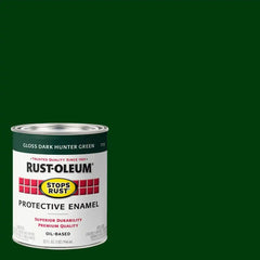 Rust-Oleum 7733502-2PK Stops Rust Brush On Paint, Quart, Gloss Dark Hunter Green, 2 Pack