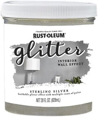 Rust-Oleum 360219 Glitter Interior Wall Paint, 28 Fl Oz (Pack of 1), Sterling Silver