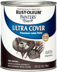 Rust-Oleum 242018-2PK Painter's Touch Latex Paint, Quart, Satin Espresso, 1 Quarts (Pack of 2)