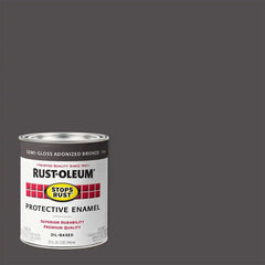 Rust-Oleum 7754502-2PK Stops Rust Brush On Paint, Quart, Semi-Gloss Anodized Bronze, 2 Pack