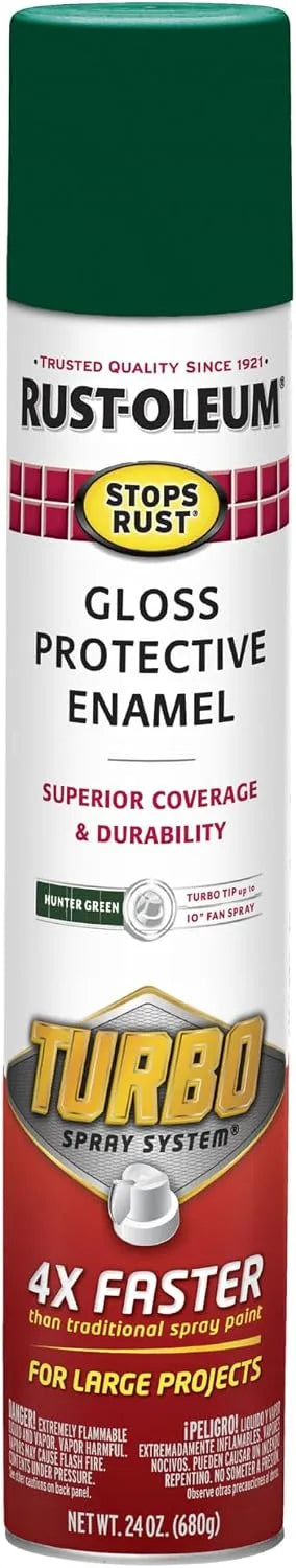 Rust-Oleum 398661 Stops Rust Turbo Spray System Spray Paint, 24 oz, Gloss Hunter Green