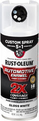 Rust-Oleum 2X Automotive Enamel Custom Spray 5-in-1 Spray Paint, 12 oz, Gloss White, 6 Pack